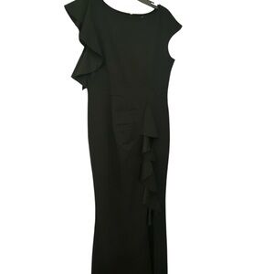 Woosea Elegant Black Ruffle Dress